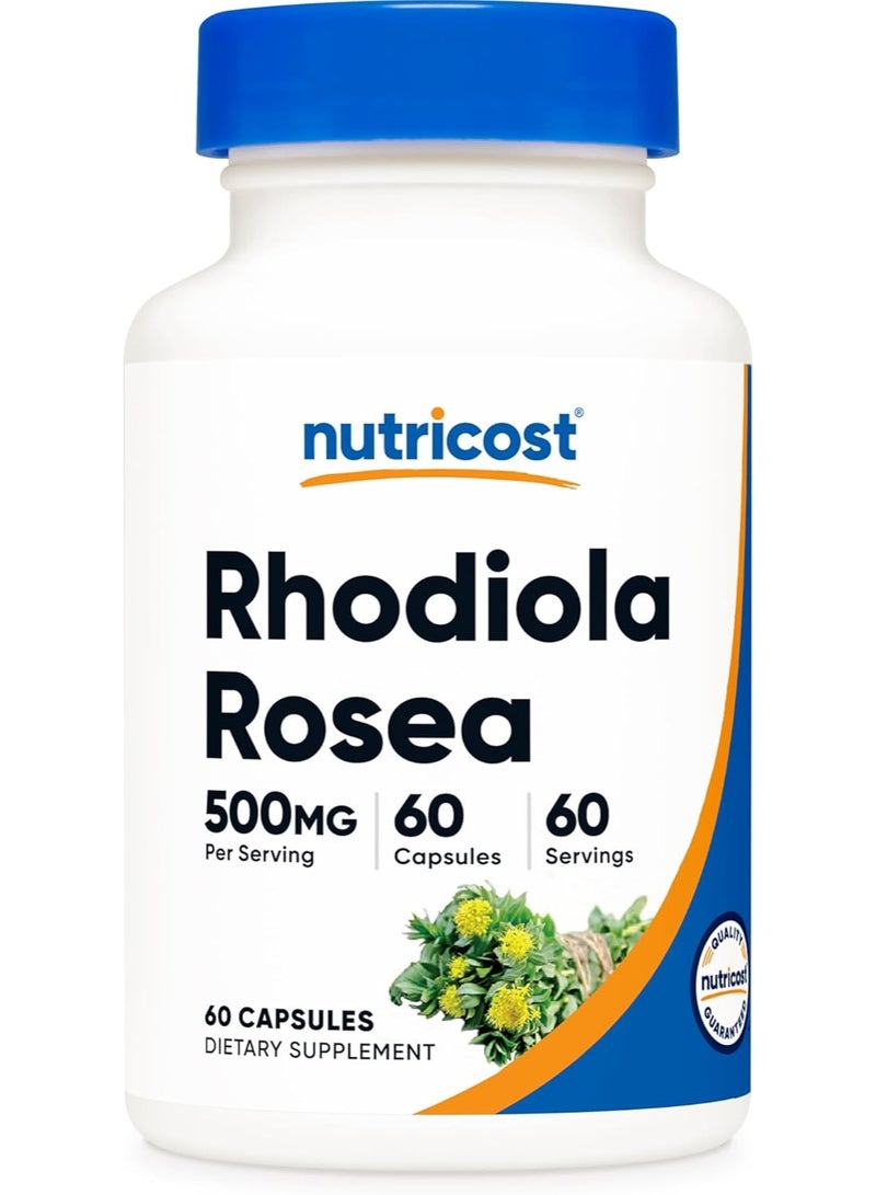 Nutricost Rhodiola Rosea 500mg, 60 Vegetarian Capsules 2 months supply - Image 1